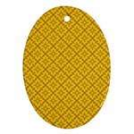 Yellow Floral Pattern Vintage Pattern, Yellow Background Oval Ornament (Two Sides)