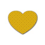 Yellow Floral Pattern Vintage Pattern, Yellow Background Rubber Coaster (Heart)