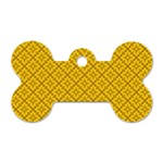 Yellow Floral Pattern Vintage Pattern, Yellow Background Dog Tag Bone (One Side)