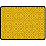 Yellow Floral Pattern Vintage Pattern, Yellow Background Fleece Blanket (Large)