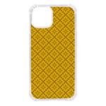 Yellow Floral Pattern Vintage Pattern, Yellow Background iPhone 14 TPU UV Print Case