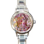 Abstract pink blend Round Italian Charm Watch