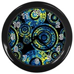 Authentic Aboriginal Art - Circles (Paisley Art) Wall Clock (Black)
