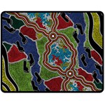 Authentic Aboriginal Art - Walking the Land Two Sides Fleece Blanket (Medium)