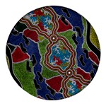 Authentic Aboriginal Art - Walking the Land Round Glass Fridge Magnet (4 pack)