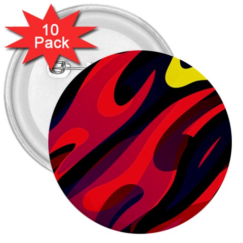 Abstract Fire Flames Grunge Art, Creative 3  Buttons (10 pack)  from UrbanLoad.com Front