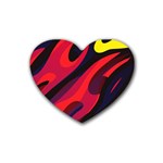 Abstract Fire Flames Grunge Art, Creative Rubber Coaster (Heart)
