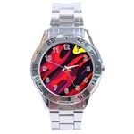 Abstract Fire Flames Grunge Art, Creative Stainless Steel Analogue Watch