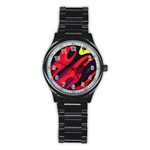 Abstract Fire Flames Grunge Art, Creative Stainless Steel Round Watch