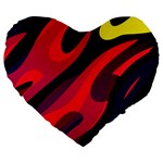Abstract Fire Flames Grunge Art, Creative Large 19  Premium Flano Heart Shape Cushions