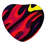 Abstract Fire Flames Grunge Art, Creative Heart Glass Fridge Magnet (4 pack)