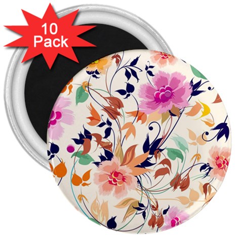 Abstract Floral Background 3  Magnets (10 pack)  from UrbanLoad.com Front