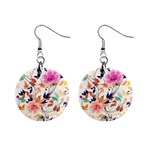 Abstract Floral Background Mini Button Earrings