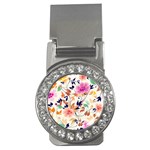 Abstract Floral Background Money Clips (CZ) 