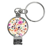 Abstract Floral Background Nail Clippers Key Chain
