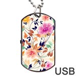 Abstract Floral Background Dog Tag USB Flash (One Side)
