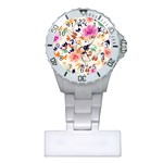 Abstract Floral Background Plastic Nurses Watch
