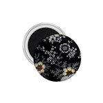 Black Background With Gray Flowers, Floral Black Texture 1.75  Magnets