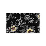 Black Background With Gray Flowers, Floral Black Texture Sticker Rectangular (10 pack)