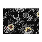 Black Background With Gray Flowers, Floral Black Texture Sticker A4 (10 pack)