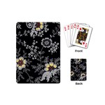 Black Background With Gray Flowers, Floral Black Texture Playing Cards Single Design (Mini)