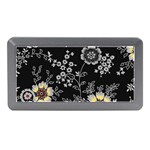 Black Background With Gray Flowers, Floral Black Texture Memory Card Reader (Mini)