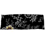 Black Background With Gray Flowers, Floral Black Texture Body Pillow Case (Dakimakura)