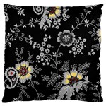 Black Background With Gray Flowers, Floral Black Texture Standard Premium Plush Fleece Cushion Case (One Side)
