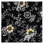 Black Background With Gray Flowers, Floral Black Texture Square Satin Scarf (36  x 36 )