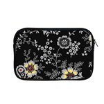 Black Background With Gray Flowers, Floral Black Texture Apple MacBook Pro 13  Zipper Case