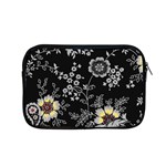 Black Background With Gray Flowers, Floral Black Texture Apple MacBook Pro 15  Zipper Case
