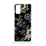 Black Background With Gray Flowers, Floral Black Texture Samsung Galaxy S20 6.2 Inch TPU UV Case