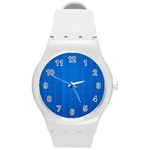 Blue Abstract, Background Pattern Round Plastic Sport Watch (M)