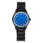 Blue Abstract, Background Pattern Stainless Steel Round Watch