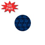 Blue Floral Pattern Floral Greek Ornaments 1  Mini Buttons (100 pack) 