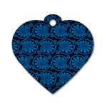 Blue Floral Pattern Floral Greek Ornaments Dog Tag Heart (Two Sides)