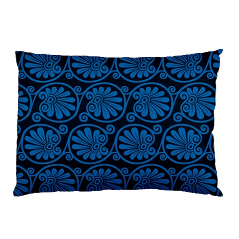 Blue Floral Pattern Floral Greek Ornaments Pillow Case (Two Sides) from UrbanLoad.com Front