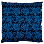 Blue Floral Pattern Floral Greek Ornaments Large Premium Plush Fleece Cushion Case (Two Sides)