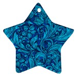 Blue Floral Pattern Texture, Floral Ornaments Texture Ornament (Star)