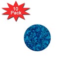 Blue Floral Pattern Texture, Floral Ornaments Texture 1  Mini Buttons (10 pack) 