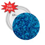 Blue Floral Pattern Texture, Floral Ornaments Texture 2.25  Buttons (100 pack) 