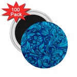 Blue Floral Pattern Texture, Floral Ornaments Texture 2.25  Magnets (100 pack) 