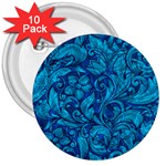 Blue Floral Pattern Texture, Floral Ornaments Texture 3  Buttons (10 pack) 