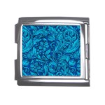 Blue Floral Pattern Texture, Floral Ornaments Texture Mega Link Italian Charm (18mm)