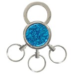 Blue Floral Pattern Texture, Floral Ornaments Texture 3-Ring Key Chain