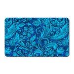 Blue Floral Pattern Texture, Floral Ornaments Texture Magnet (Rectangular)