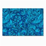 Blue Floral Pattern Texture, Floral Ornaments Texture Postcards 5  x 7  (Pkg of 10)