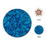 Blue Floral Pattern Texture, Floral Ornaments Texture Playing Cards Single Design (Round)