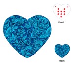 Blue Floral Pattern Texture, Floral Ornaments Texture Playing Cards Single Design (Heart)