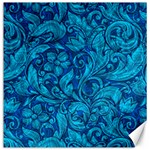 Blue Floral Pattern Texture, Floral Ornaments Texture Canvas 16  x 16 